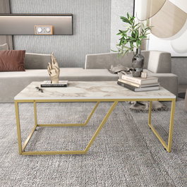 Hanah Home Wendy Mesa de Centro Blanco y Oro